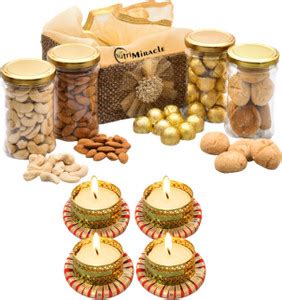 NUTRI MIRACLE Diwali Dry Fruit And Nut Gifts Basket/Hamper,400gm Wooden ...