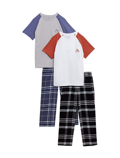 Buy 2pk Pure Cotton Checked Pyjama Sets (6-16 Yrs) at Marks & Spencer