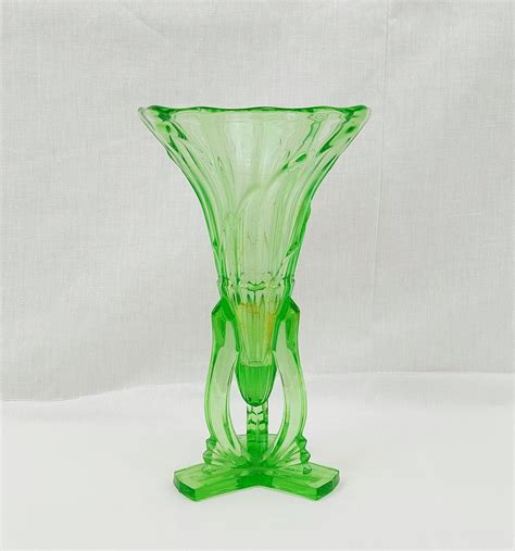1930s Art Deco Uranium Glass Vase - Sally Antiques