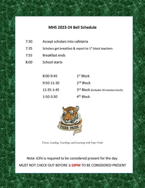 McComb High School "Bell Schedule" 2023-2024 | McComb High School