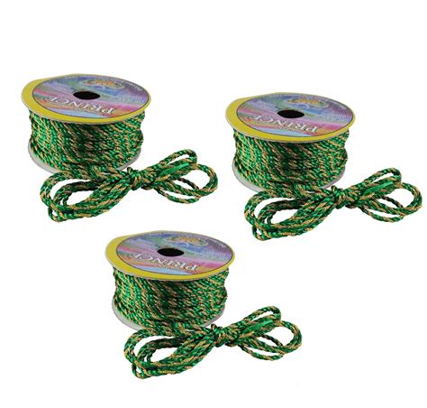 Set of 3 (18 Mtr) Green Resham Zari Twisted Fancy Thread Bal Dori Lace ...