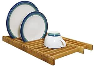KitchenEdge Over The Sink Dish Drying Bamboo Rack : Amazon.in: Home ...