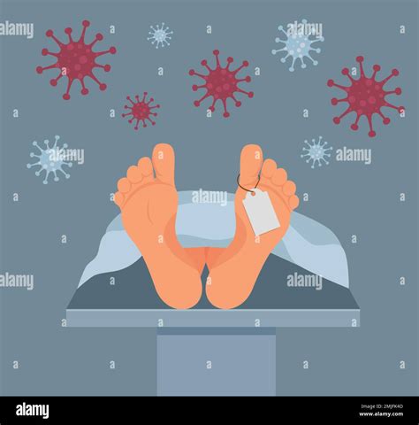 Interior of morgue. Dead bodies laying in the mortuary.Mortuary room 2D ...