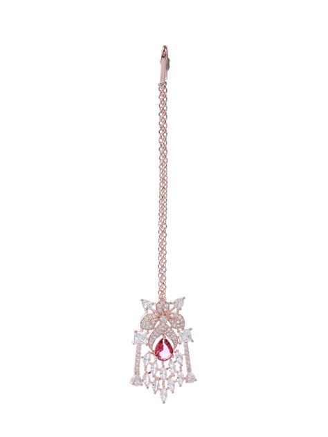 Priyaasi Pink American Diamond Rose Gold Jewellery set
