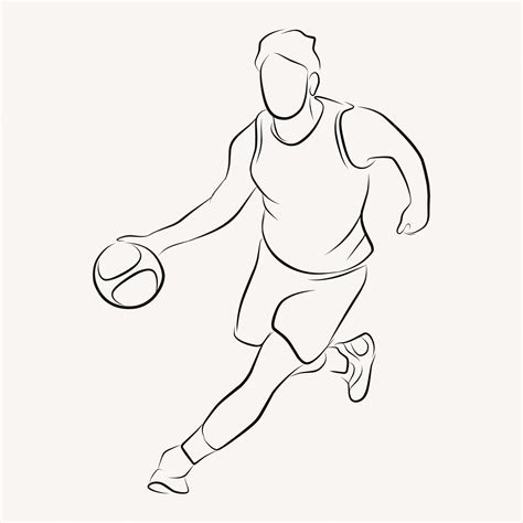 Premium Vector | People play basketball line art illustration