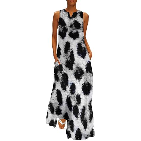 Brown Print Dress Animal Maxi Dress Sleeveless Custom Boho Beach Long ...
