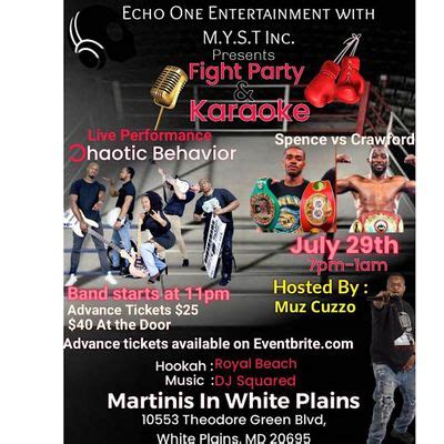Spence vs Crawford Fight party and Karoke, Martini's restaurant and ...