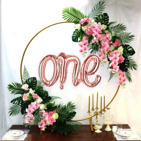 Pop the Party One Balloon Banner Rose Gold One Script Balloons Letter ...