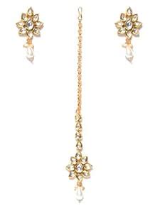 Buy Priyaasi Designer Kundan Studded Gold Plated Mang Tikka With ...