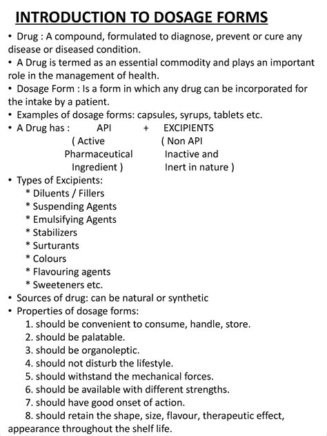 Dosage forms - INTRODUCTION TO DOSAGE FORMS Drug : A compound ...