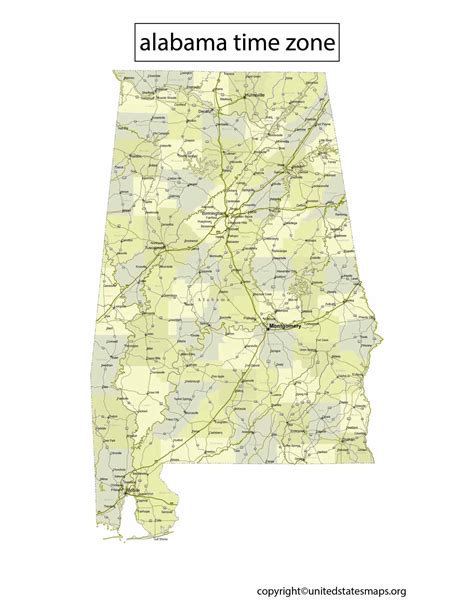 Alabama Time Zone Map | Time Zone Map of Alabama