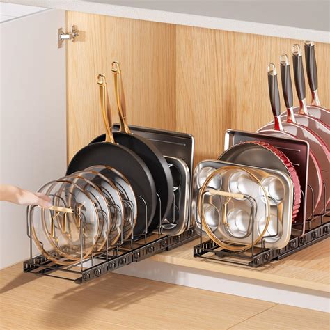 PanPanPal Pots and Pans Organizer under Cabinet, 2 Pack Pull out Pan ...