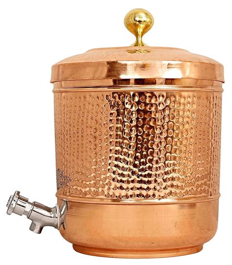 Buy Indian Art Villa Hammered Copper Water Dispenser Container Pot with ...