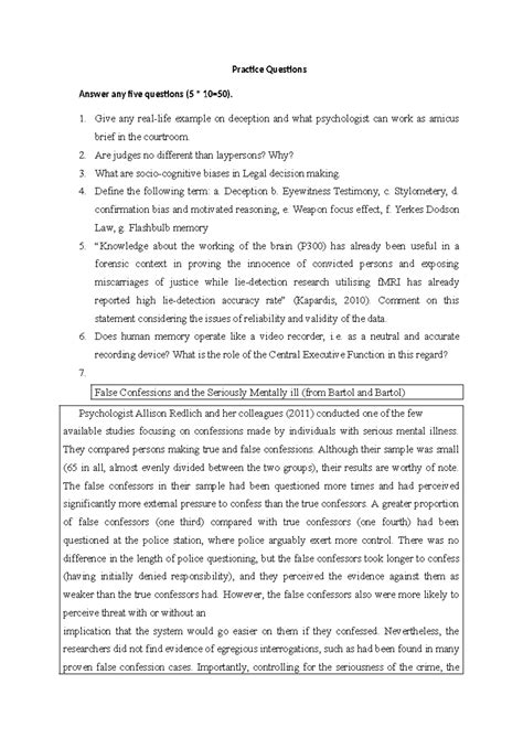 Practice Questions - Practice Questions Answer any five questions (5 * ...