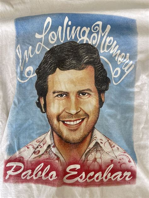 Streetwear In loving memory airbrush Pablo Escobar T shirt | Grailed