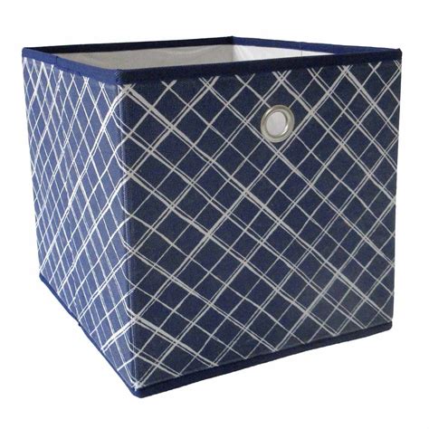 Navy Crossover Square Foldable Fabric Storage Bin