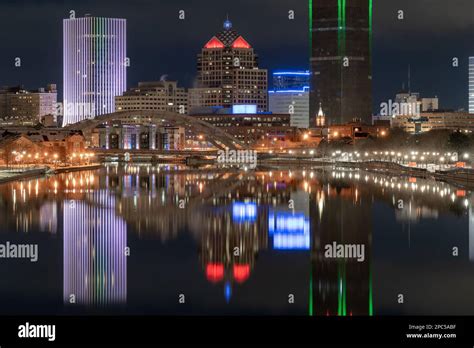 Early morning photo of the Rochester NY skyline just before sunrise ...