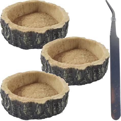 RONYOUNG 3PCS Reptile Food Bowls with with Tongs Small Reptile Water ...
