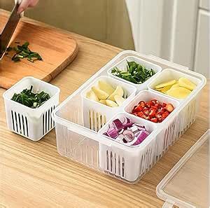 Buy Uryans Refrigerator Storage Containers with 6 Drain Basket, Fridge ...