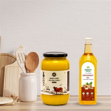 A2 Desi Gir Cow Bilona Ghee 1 Kg+ Groundnut Oil Combos – Hebbevu Fresh