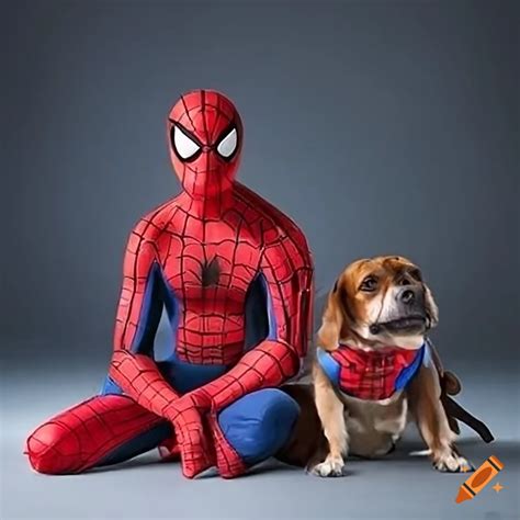 Spiderman and his dog in matching costumes on Craiyon