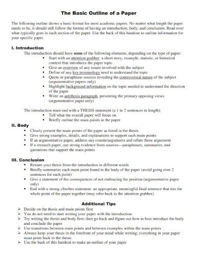 Image result for Paper Outline Example