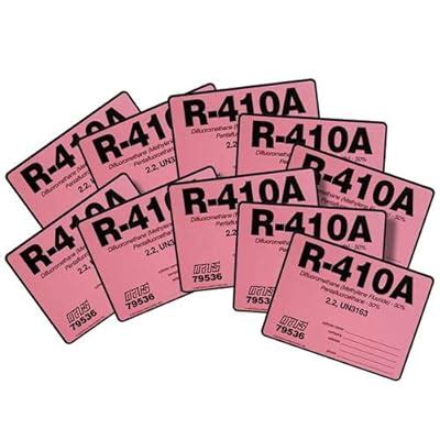 Buy 10) Pack, R-410A / R410A Refrigerant Labels # 79536 Color Coded ...