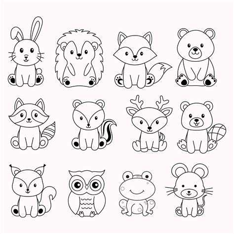 Baby Animals Svg Bundle, Cute Animal Svg, Woodland Animals Svg,rabbit,hedgehog,fox,bear,raccoon ... - baby fox or skunk