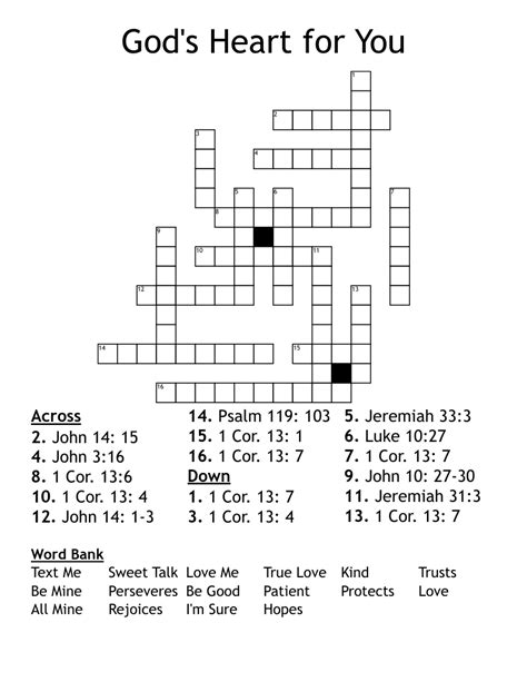 God's Heart for You Crossword - WordMint