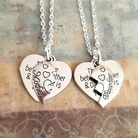 Silver 2pc Mom Daughter Necklace Set Mom Daughter Jewelry - Etsy
