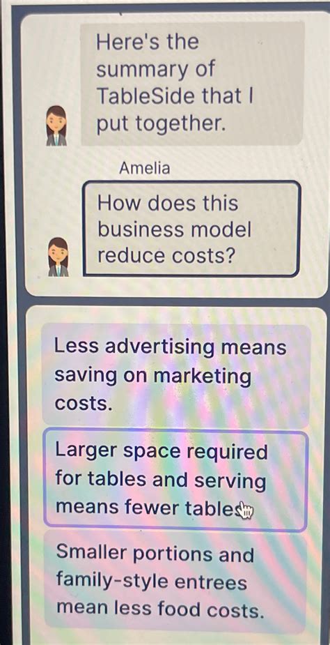 Solved Here's the summary of TableSide that I put | Chegg.com