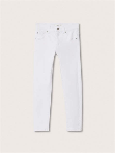 Buy Mango Kids Boys White Solid Sustainable Stretchable Light Fade Slim ...