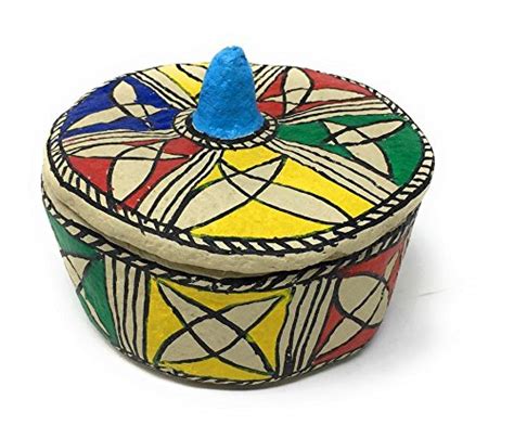 Buy The India Craft House Madhubani Art Papier Mache - Round Box with ...