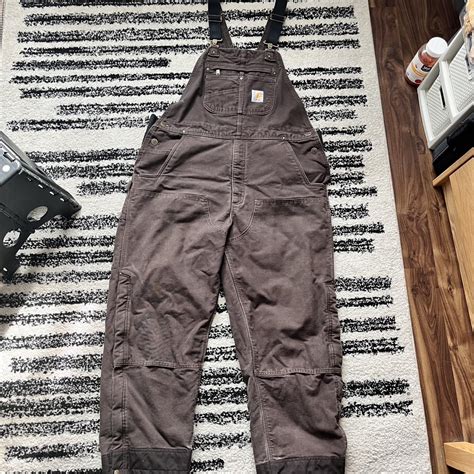 Brown Carhartt overalls, good condition with no... - Depop