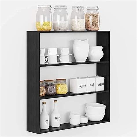 RWC Kitchen Shelf 3 Tier Multipurpose Wooden Wall Mounted Kitchen Wall ...