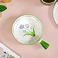 Buy Nestasia Ceramic Green & White Snack Bowl with Handle | Microwave ...