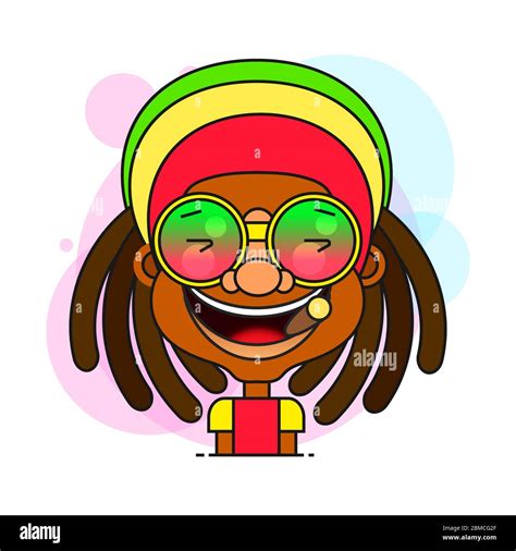 Man With Dreadlocks Hairstyle For Rastafarian And Reggae Theme Vector ...