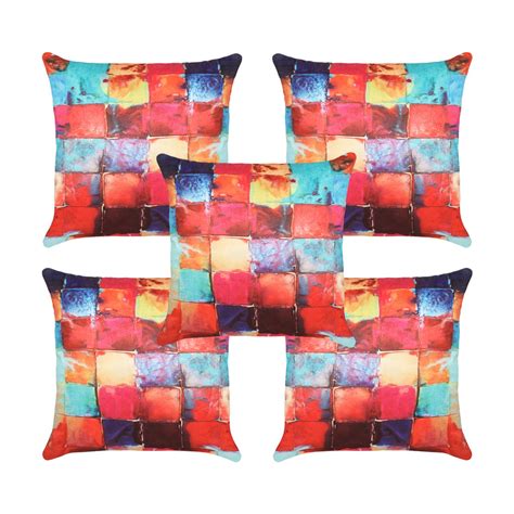 Buy Keoti Digital Colourfull Box Print Velvet Cushion Cover (16x16 ...
