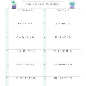 Rezultat imagine pentru Solve Multi-Step Equations Worksheet