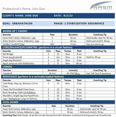 Image result for NASM Program Design Template