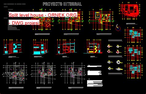 Split level house dwg projesi - Autocad Projeler