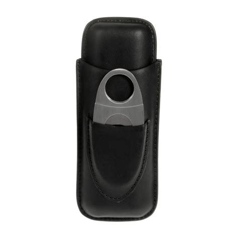 Genuine Leather Crushproof 2-Piece Cigar Case with Stainless Steel Cut ...
