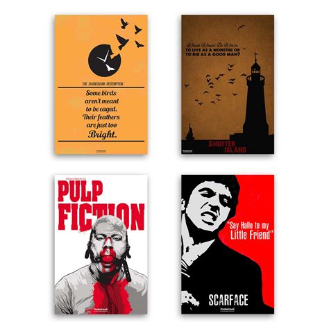 PosterHook Classic Hollywood Movies Posters- Set of 4 | Size- 12 x 18 ...