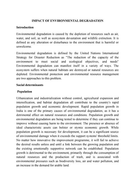 Impact OF Environmental Degradation - IMPACT OF ENVIRONMENTAL ...