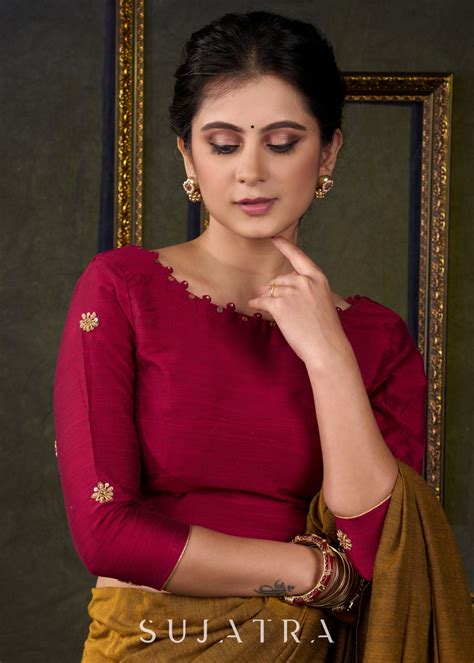 Exclusive Magenta Hand Embroidered Blouse – Sujatra