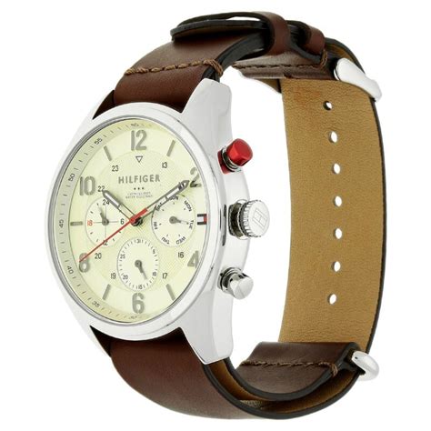 Buy Online Tommy Hilfiger Quartz Multifunction Off White Dial Leather ...