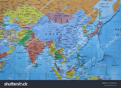 Close Asia On World Map Stock Photo 2343940621 | Shutterstock