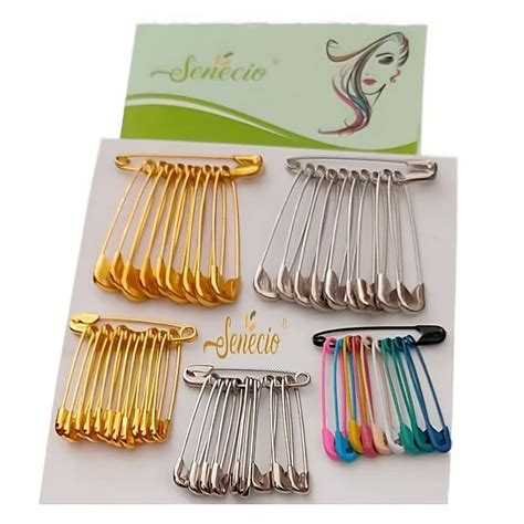 SENECIO 50PC SET GOLDEN SILVER MULTICOLOR SAFETY PIN SAREE PIN CLIP FOR ...