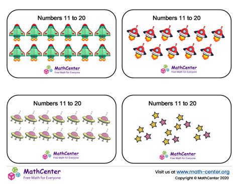 Numbers flashcards – counting to 20 | Worksheets | Math Center
