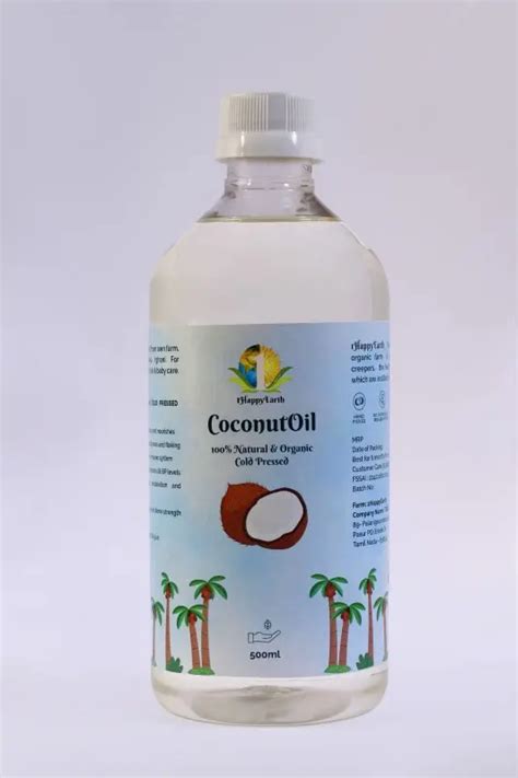 1HappyEarth's Organic Coconut Oil for Health, Cooking, Skin & Hair care.